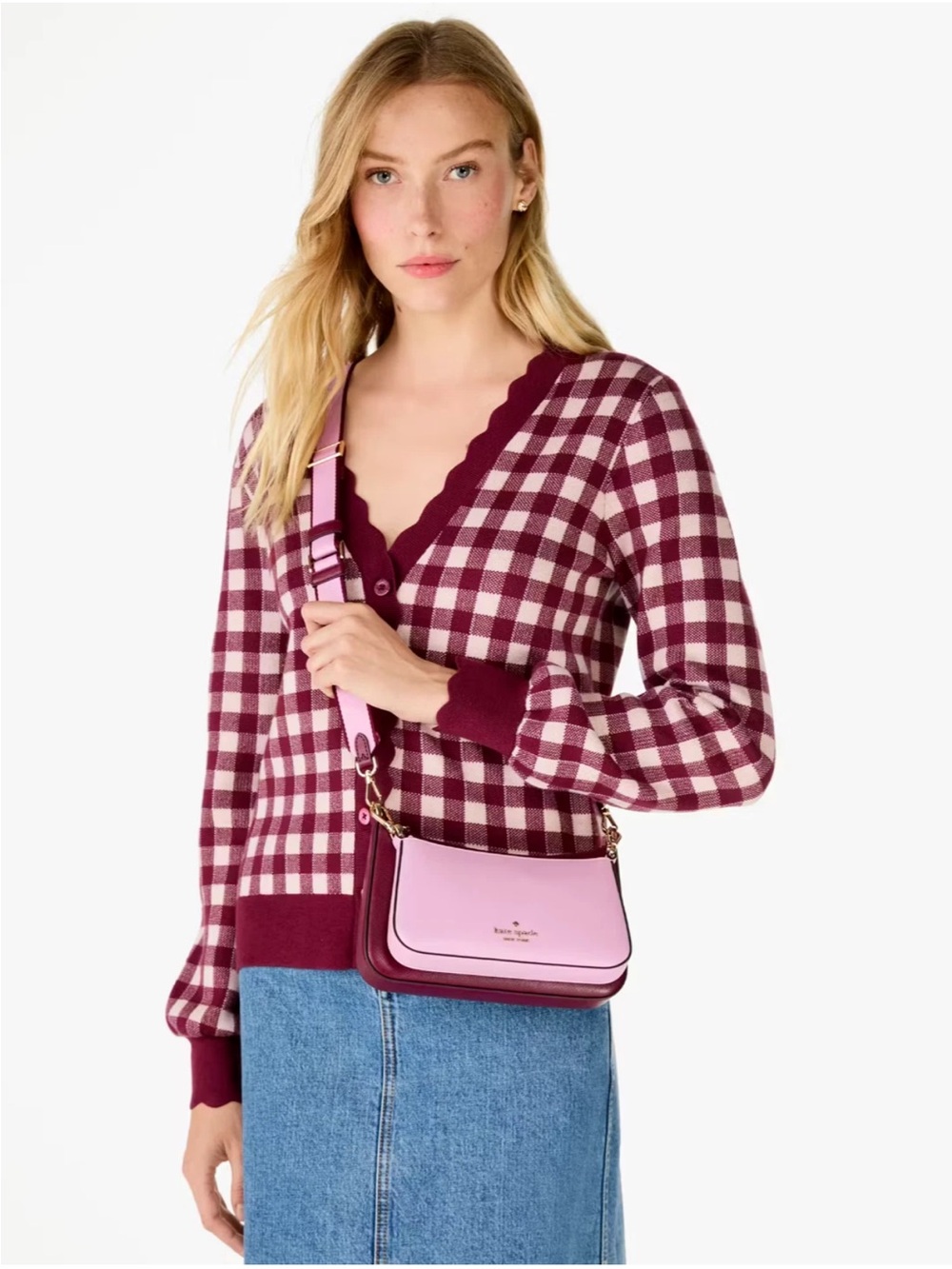 kate spade Pink and Burgundy Leather duet Crossbody Bag